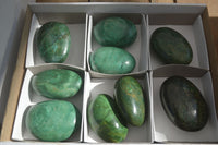 Polished  Large Green Verdite Galet / Palm Stones x 9 From Zimbabwe - Toprock Gemstones and Minerals 