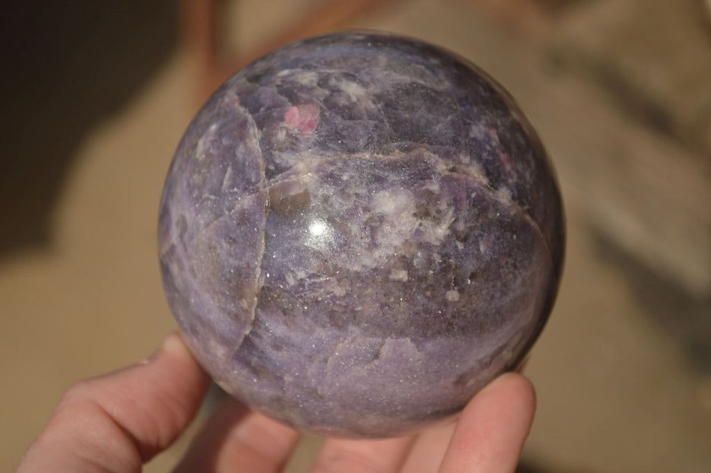 Polished  Purple Lepidolite Spheres With Rubellite On One  x 2 From Zimbabwe - Toprock Gemstones and Minerals 