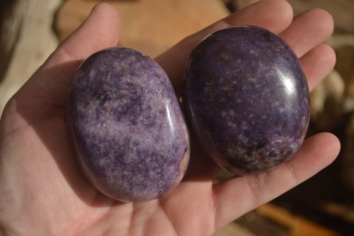Polished  Purple Lepidolite Palm Stones  x 6 From Zimbabwe - Toprock Gemstones and Minerals 