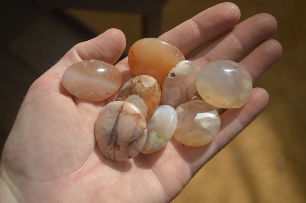 Polished Mini Ocean  Flower Agate Palm Stones  x 35 From Madagascar - Toprock Gemstones and Minerals 