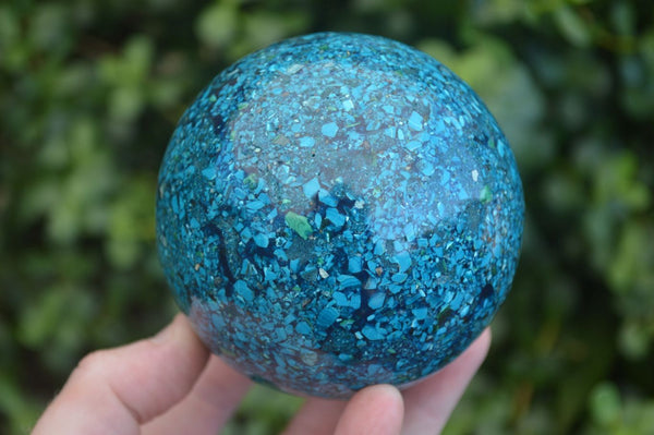 Polished Conglomerate Chrysocolla Sphere With Azurite & Malachite  x 1 From Congo - Toprock Gemstones and Minerals 
