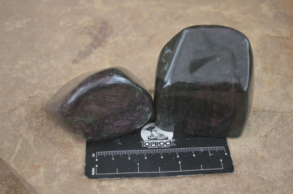 Polished Fluorescent Ruby Corundum In Chrome Verdite Free Forms x 4 From Zimbabwe - Toprock Gemstones and Minerals 