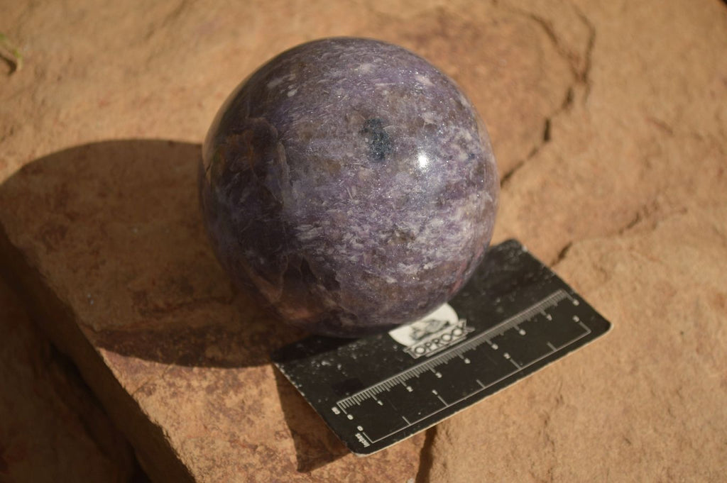 Polished  Purple Lepidolite Spheres With Rubellite On One  x 2 From Zimbabwe - Toprock Gemstones and Minerals 