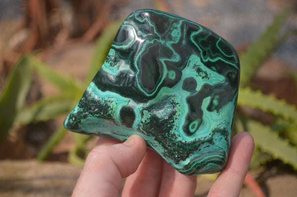 Polished Malachite Free Forms x 3 From Kolwezi, Congo - Toprock Gemstones and Minerals 
