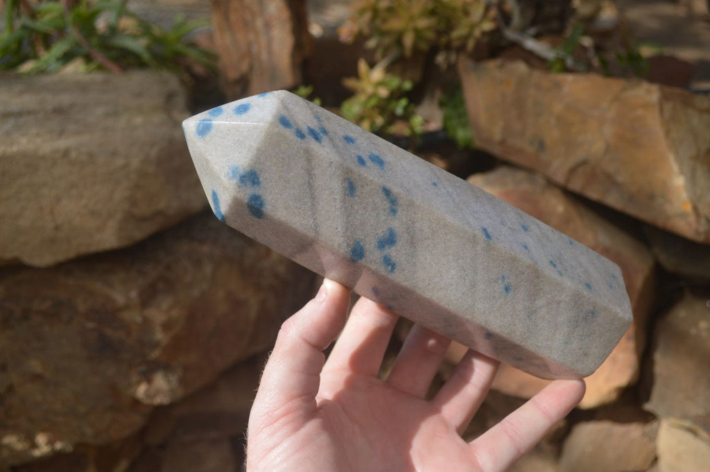 Polished Blue Spotted Spinel Quartz Points x 2 From Madagascar - Toprock Gemstones and Minerals 