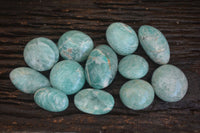 Polished Blue Amazonite Palm Stones  x 12 From Ambositra, Madagascar - Toprock Gemstones and Minerals 