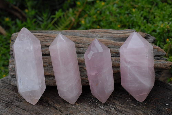 Polished Rose Quartz Gemmy Double Terminated Points x 12 From Madagascar - TopRock