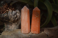 Polished Orange Twist Calcite Points x 3 From Maevantanana, Madagascar - Toprock Gemstones and Minerals 