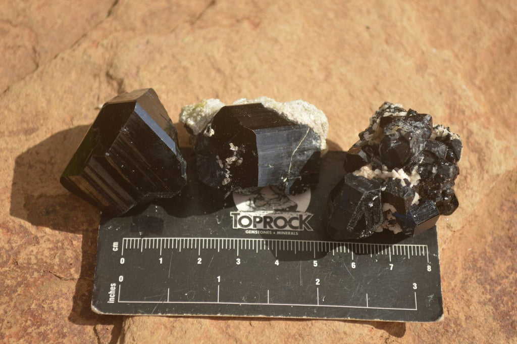 Natural Schorl Black Tourmaline Specimens x 13 From Erongo, Namibia - Toprock Gemstones and Minerals 