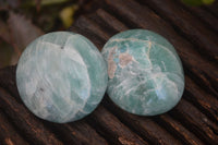 Polished Blue Amazonite Palm Stones  x 12 From Ambositra, Madagascar - Toprock Gemstones and Minerals 