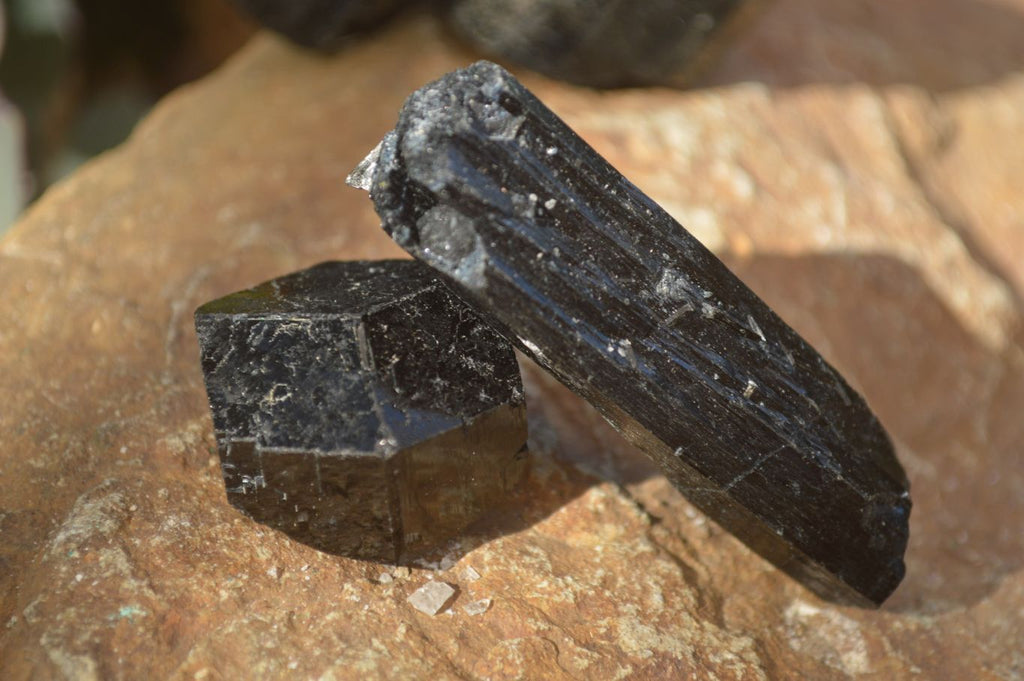 Natural Schorl Black Tourmaline Specimens x 13 From Erongo, Namibia - Toprock Gemstones and Minerals 
