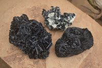 Natural Schorl Black Tourmaline Specimens x 3 From Erongo, Namibia
