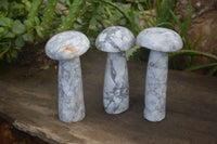 Polished Large Howlite Mushrooms  x 3 From Zimbabwe - Toprock Gemstones and Minerals 