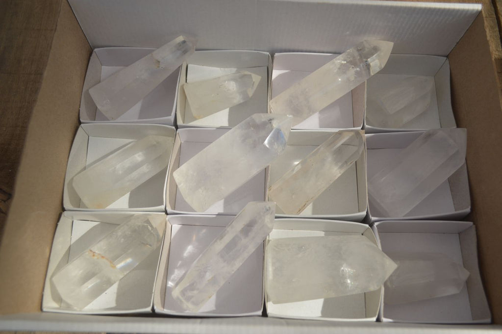 Polished Clear Quartz Crystal Points x 12 From Madagascar - Toprock Gemstones and Minerals 