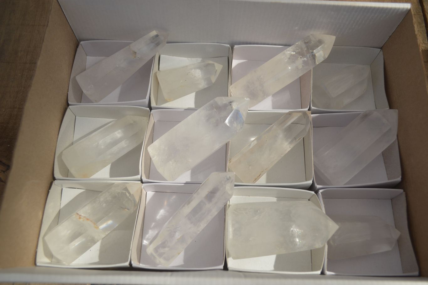 Polished Clear Quartz Crystal Points x 12 From Madagascar - Toprock Gemstones and Minerals 