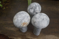 Polished Large Howlite Mushrooms  x 3 From Zimbabwe - Toprock Gemstones and Minerals 