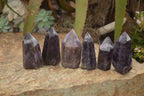 Polished Dark Purple Amethyst Points x 6 From Zambia - Toprock Gemstones and Minerals 
