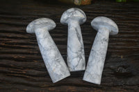 Polished Large Howlite Mushrooms  x 3 From Zimbabwe - Toprock Gemstones and Minerals 