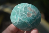 Polished Blue Amazonite Palm Stones  x 12 From Ambositra, Madagascar - Toprock Gemstones and Minerals 