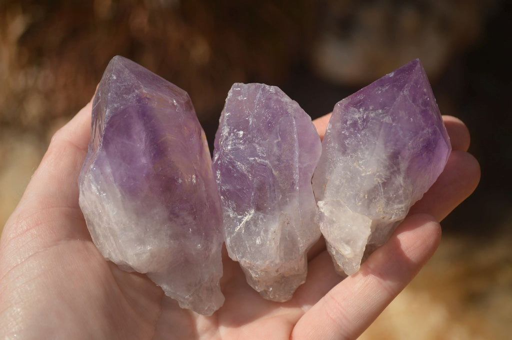 Natural Single Jacaranda Amethyst Crystals x 12 From Mumbwe, Zambia - Toprock Gemstones and Minerals 