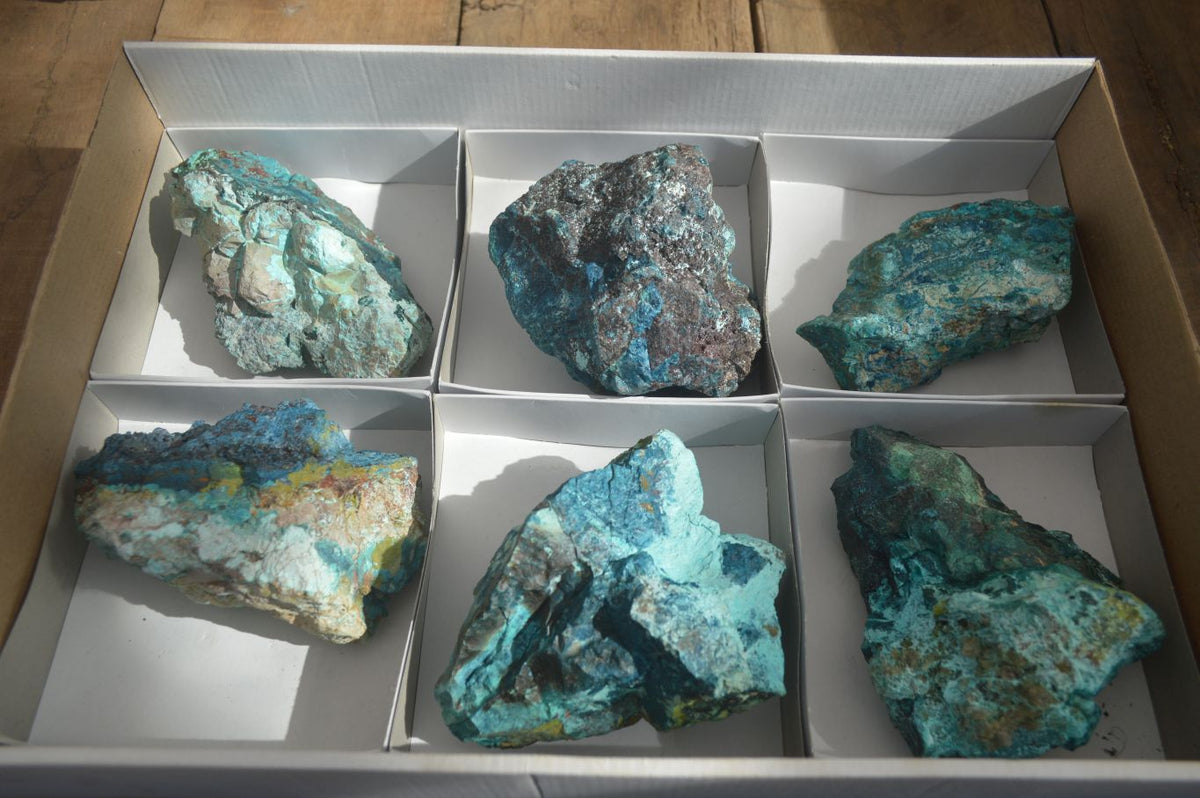 Natural Rough Shattuckite Cobbed Specimens x 6 From Kaokoveld, Namibia - Toprock Gemstones and Minerals 