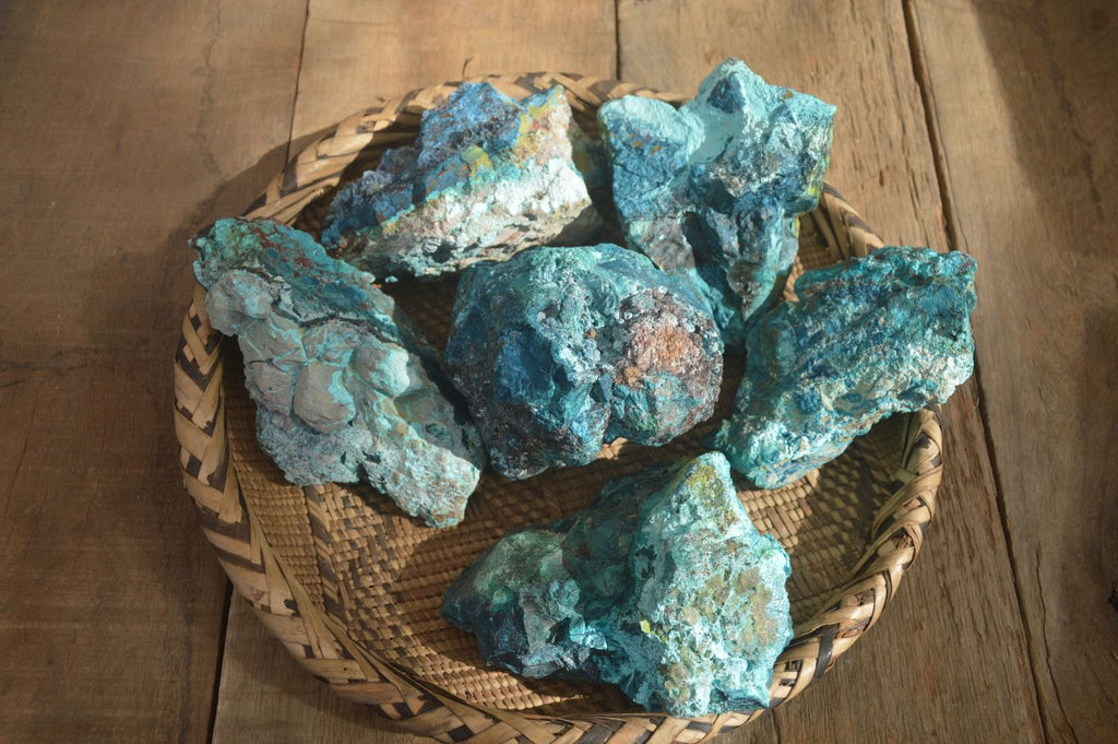 Natural Rough Shattuckite Cobbed Specimens x 6 From Kaokoveld, Namibia - Toprock Gemstones and Minerals 