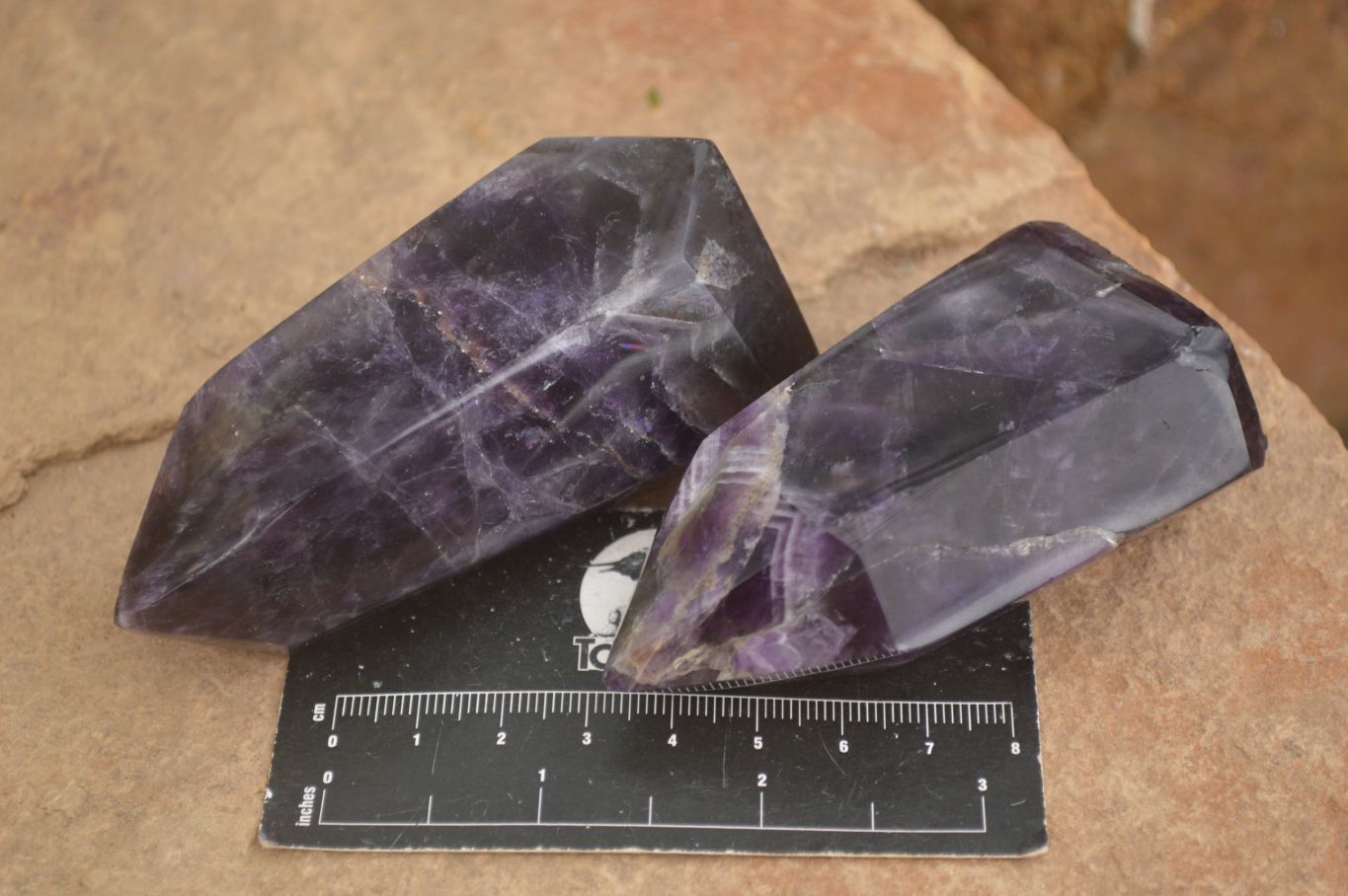 Polished Dark Purple Amethyst Points x 6 From Zambia - Toprock Gemstones and Minerals 