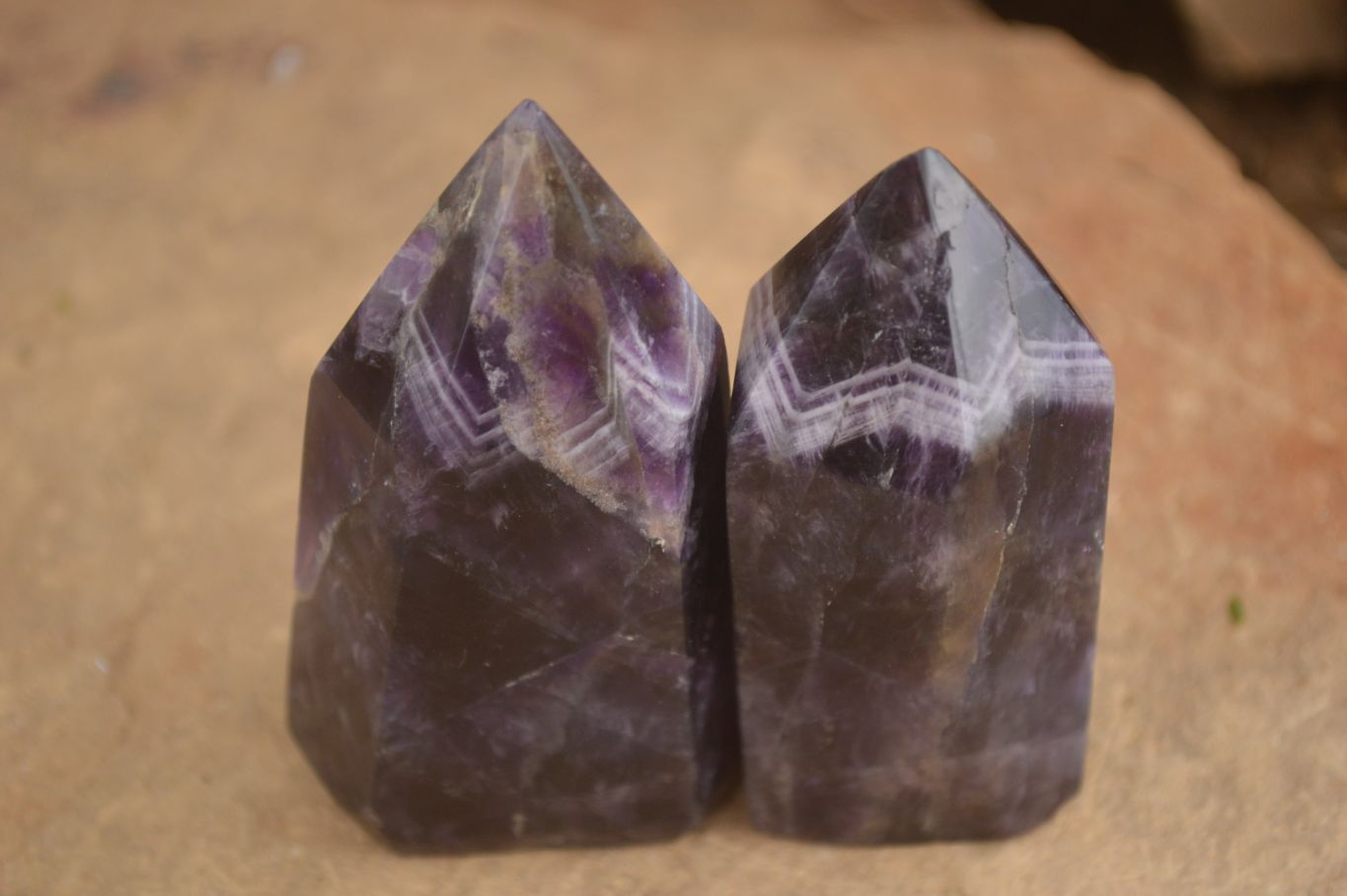 Polished Dark Purple Amethyst Points x 6 From Zambia - Toprock Gemstones and Minerals 