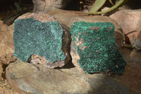 Natural Crystalline Malachite Specimens  x 2 From Congo - Toprock Gemstones and Minerals 