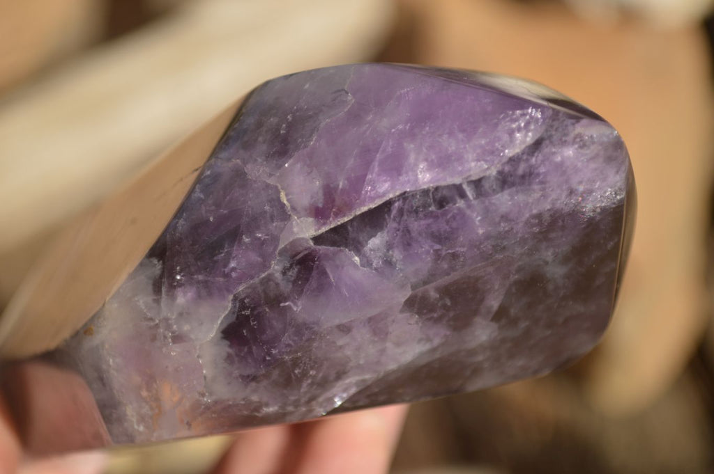Polished  Dark Chevron Amethyst Point x 1 From Zambia - Toprock Gemstones and Minerals 