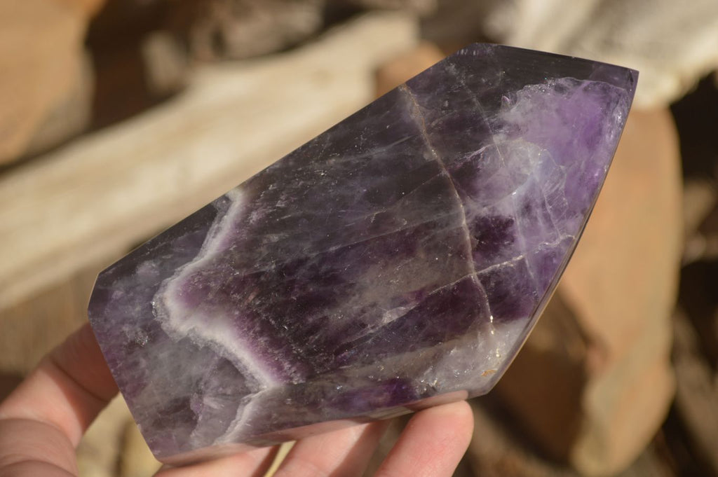 Polished  Dark Chevron Amethyst Point x 1 From Zambia - Toprock Gemstones and Minerals 