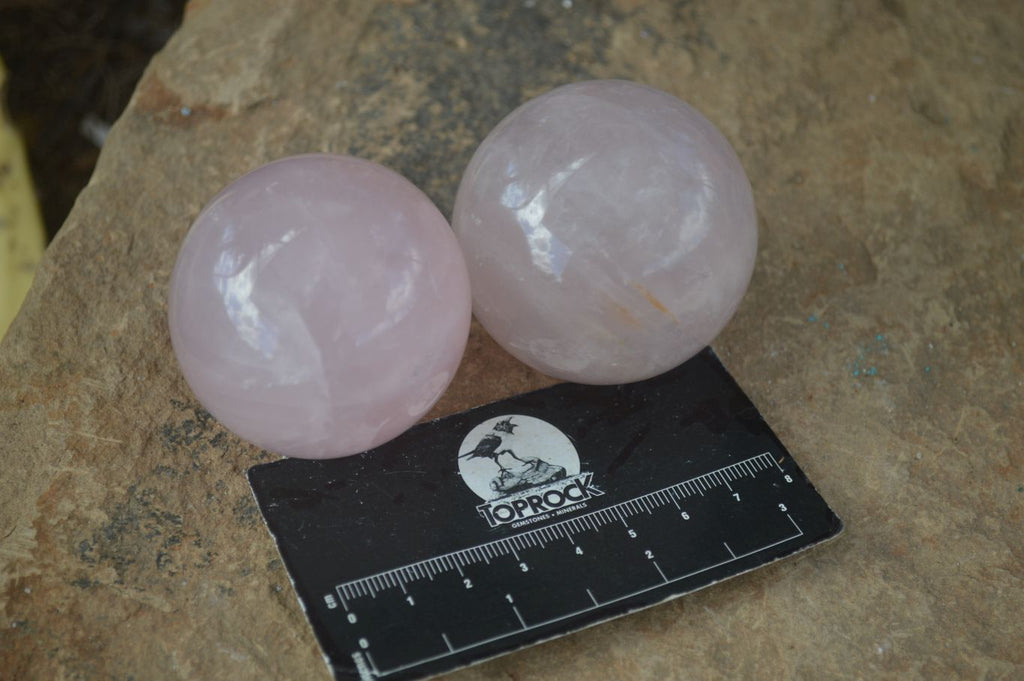 Polished Gemmy Pink Rose Quartz Spheres  x 6 From Madagascar - Toprock Gemstones and Minerals 