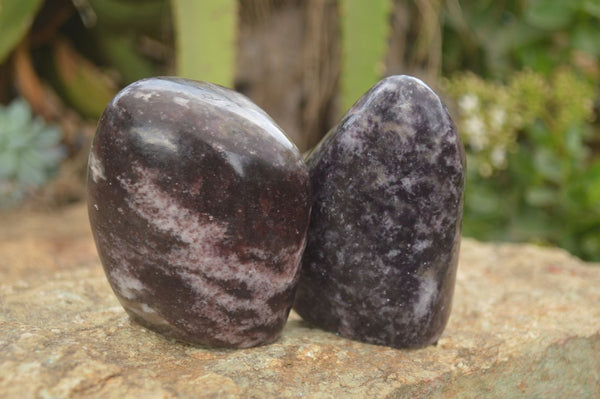 Polished Purple Lepidolite Standing Free Forms  x 6 From Zimbabwe