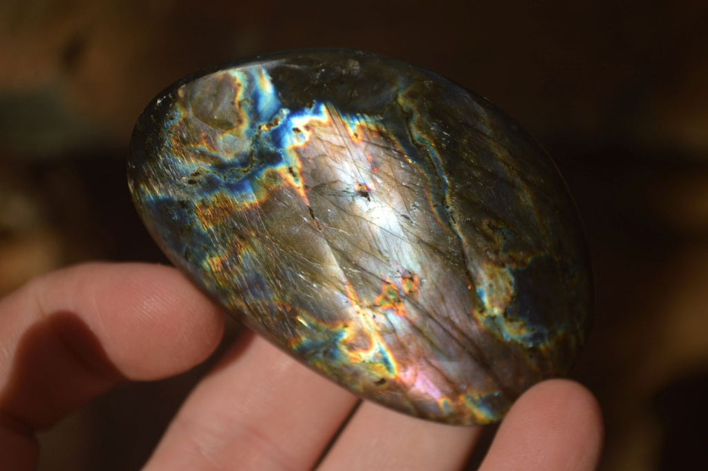 Polished  Flashy Labradorite Palm Stones  x 12 From Tulear, Madagascar - Toprock Gemstones and Minerals 
