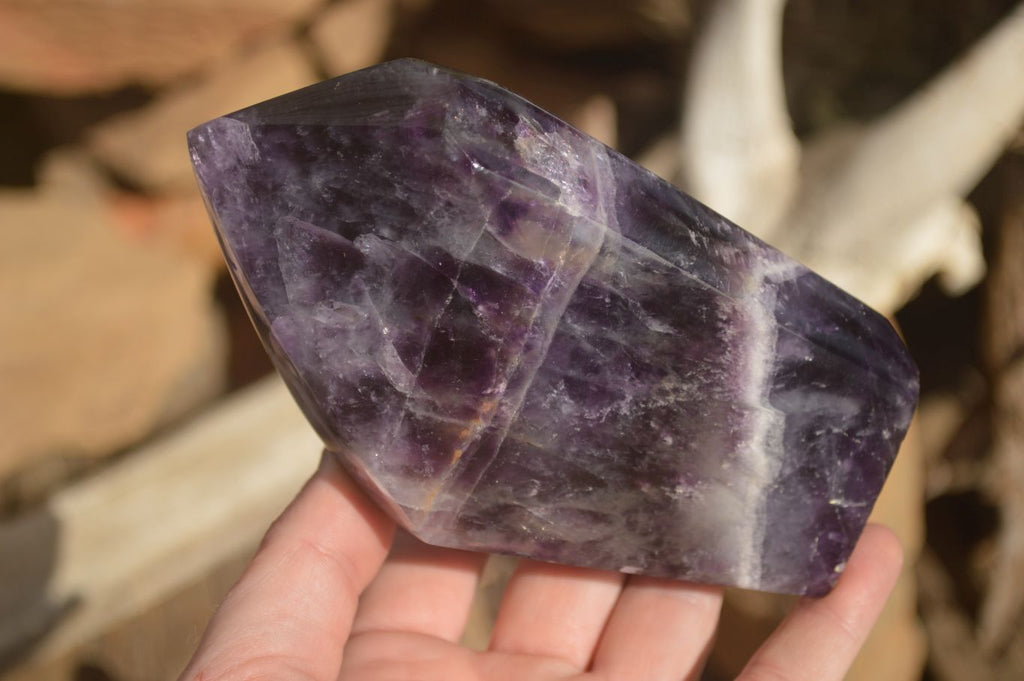 Polished  Dark Chevron Amethyst Point x 1 From Zambia - Toprock Gemstones and Minerals 