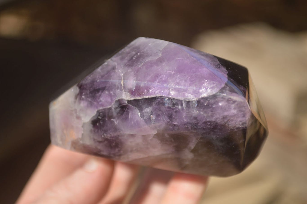 Polished  Dark Chevron Amethyst Point x 1 From Zambia - Toprock Gemstones and Minerals 