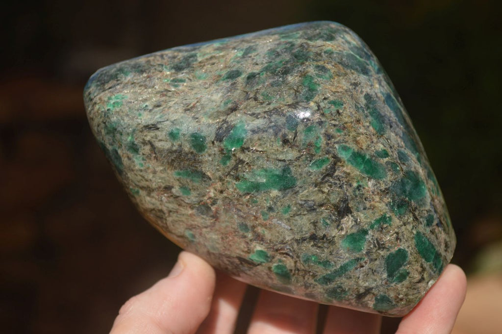 Polished Emerald Mica In Matrix Standing Free Forms x 2 From Mutoko, Zimbabwe - Toprock Gemstones and Minerals 