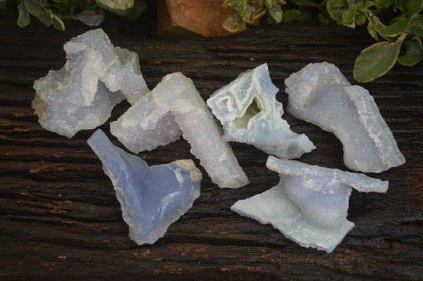 Natural Etched Blue Chalcedony Specimens  x 6 From Malawi - Toprock Gemstones and Minerals 