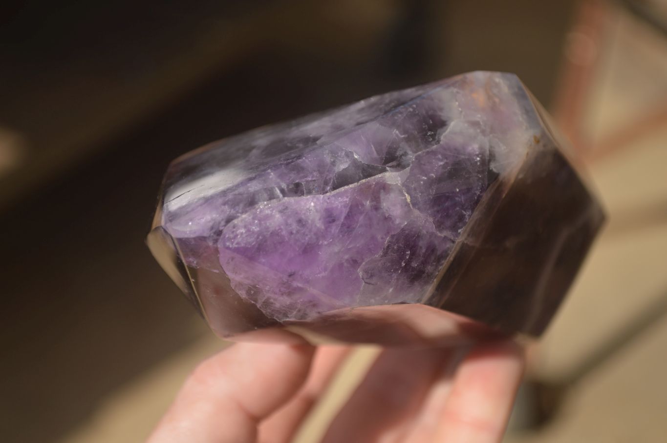 Polished  Dark Chevron Amethyst Point x 1 From Zambia - Toprock Gemstones and Minerals 