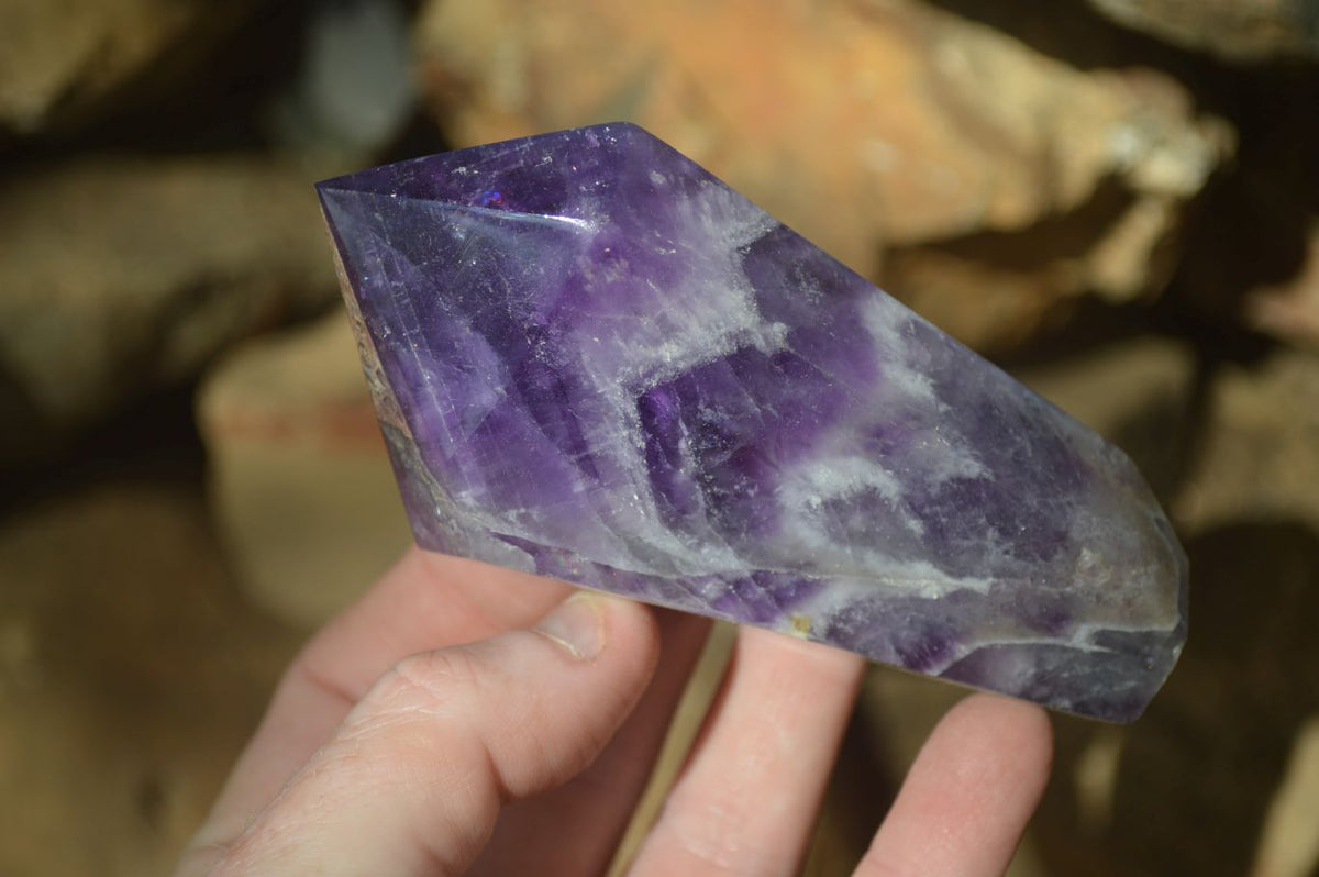Polished Dream Amethyst Points x 3 From Ambatondrazaka, Madagascar - Toprock Gemstones and Minerals 