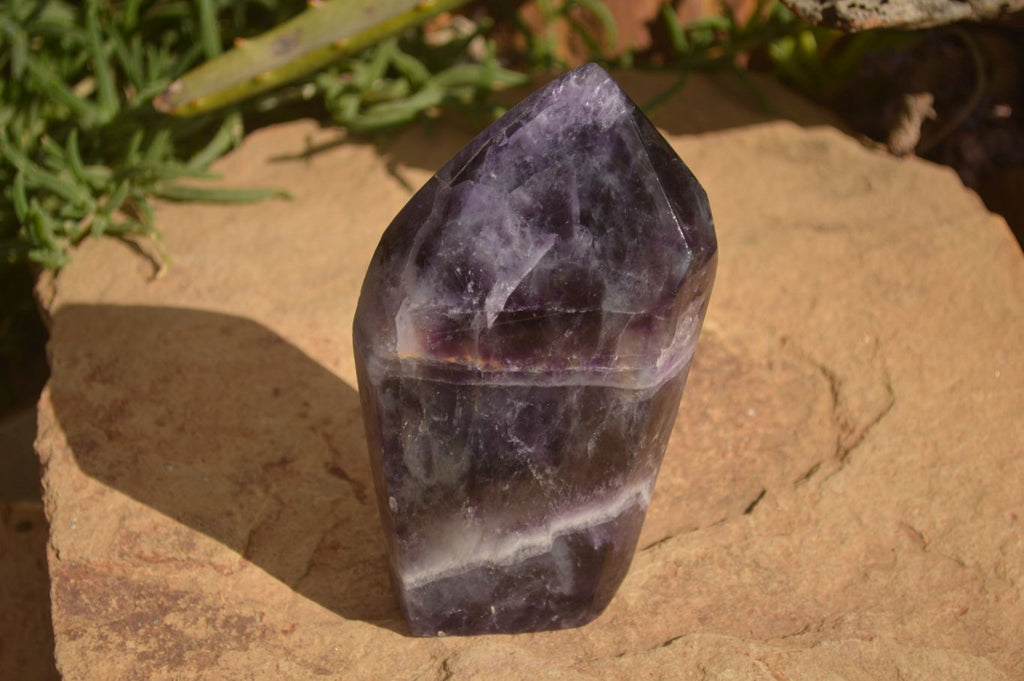 Polished  Dark Chevron Amethyst Point x 1 From Zambia - Toprock Gemstones and Minerals 