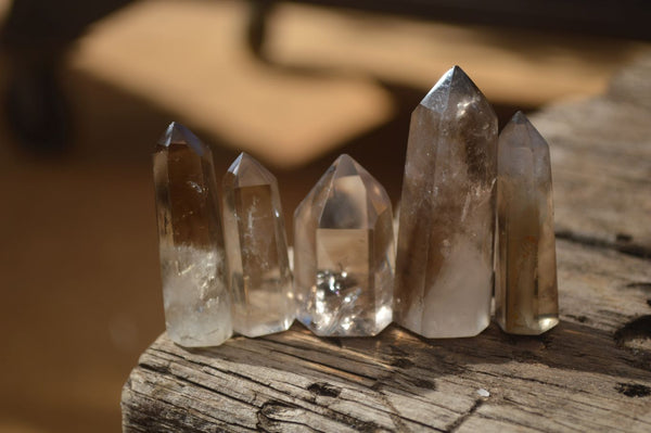 Polished Wispy Phantom Smokey Quartz Points x 24 From Madagascar - Toprock Gemstones and Minerals 