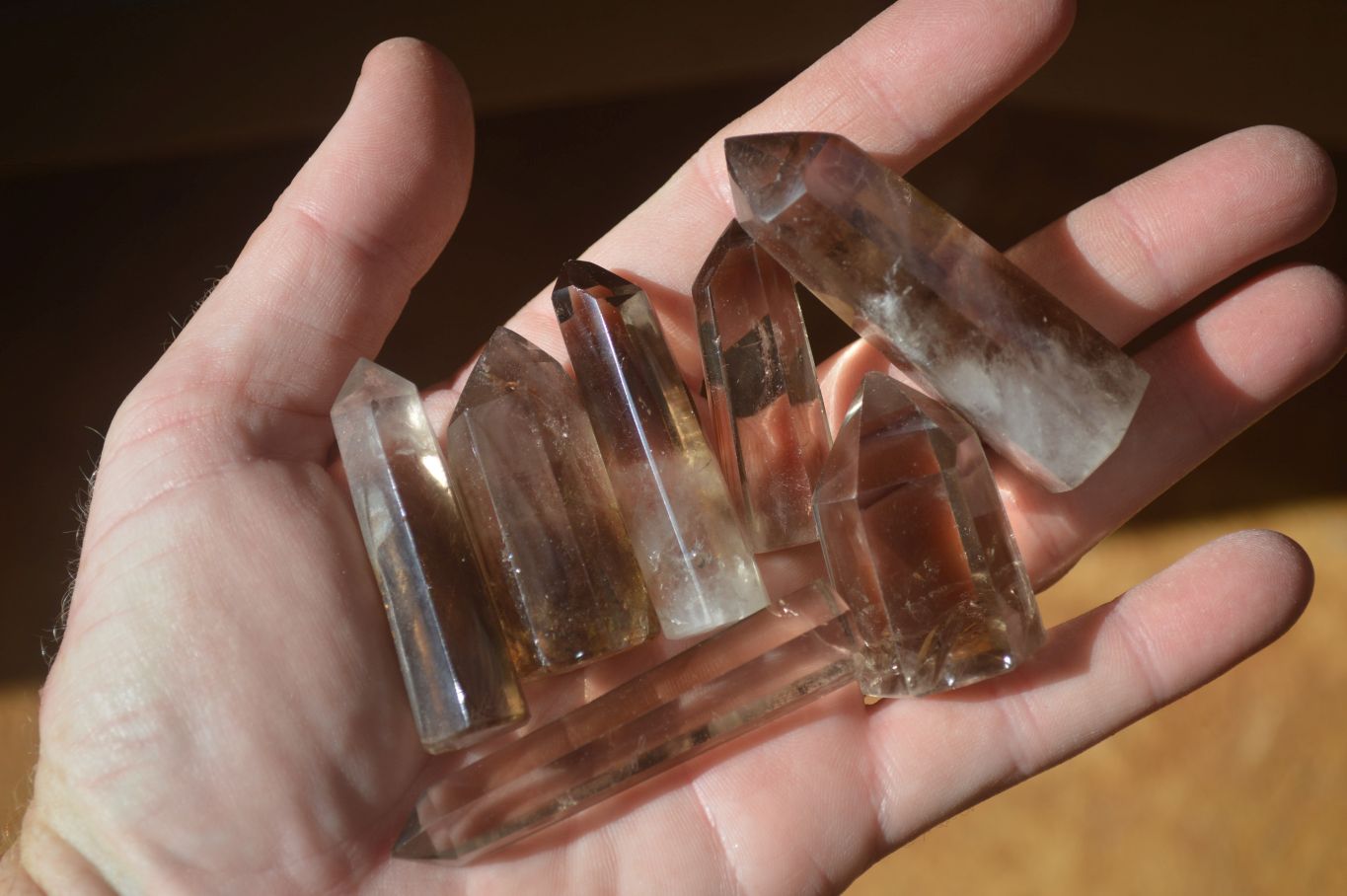 Polished Wispy Phantom Smokey Quartz Points x 24 From Madagascar - Toprock Gemstones and Minerals 