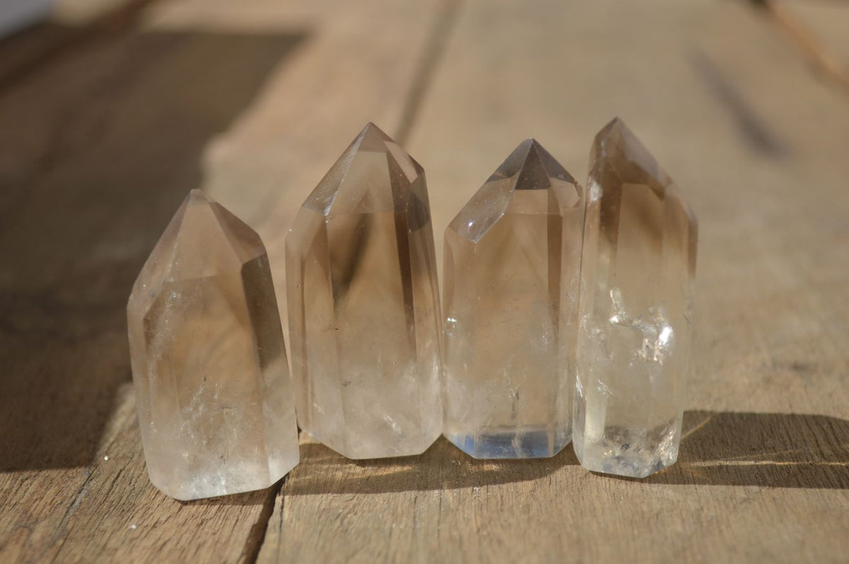 Polished Wispy Phantom Smokey Quartz Points x 24 From Madagascar - Toprock Gemstones and Minerals 