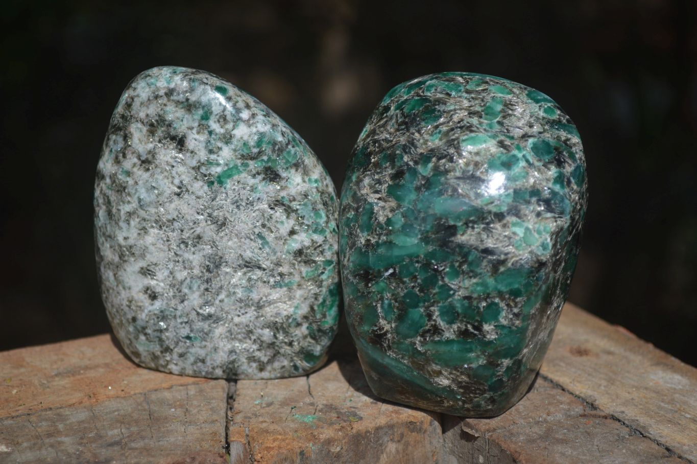 Polished Rare Emerald In Matrix Standing Free Forms  x 3 From Sandawana, Zimbabwe - Toprock Gemstones and Minerals 