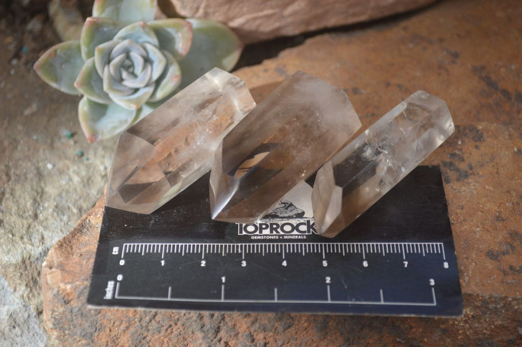 Polished Wispy Phantom Smokey Quartz Points x 24 From Madagascar - Toprock Gemstones and Minerals 