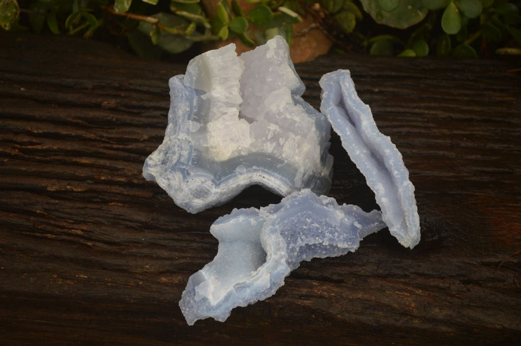 Natural Etched Blue Chalcedony Specimens  x 3 From Nsanje, Malawi - Toprock Gemstones and Minerals 