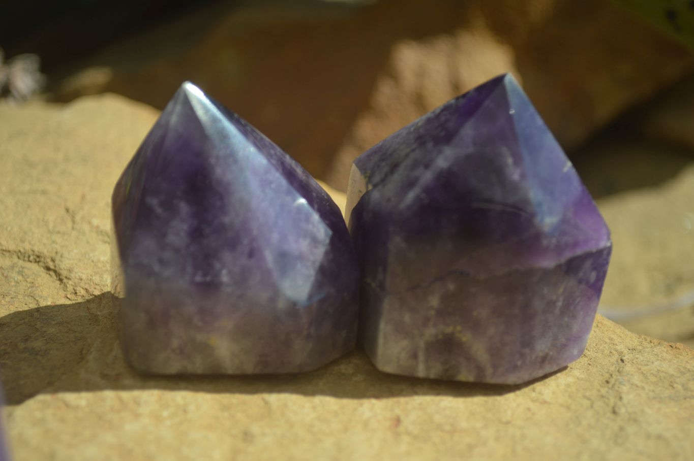 Polished Gemmy Chevron Amethyst Points  x 6 From Zambia - Toprock Gemstones and Minerals 