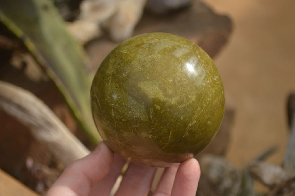 Polished Green Opal Spheres  x 2 From Antsirabe, Madagascar - Toprock Gemstones and Minerals 