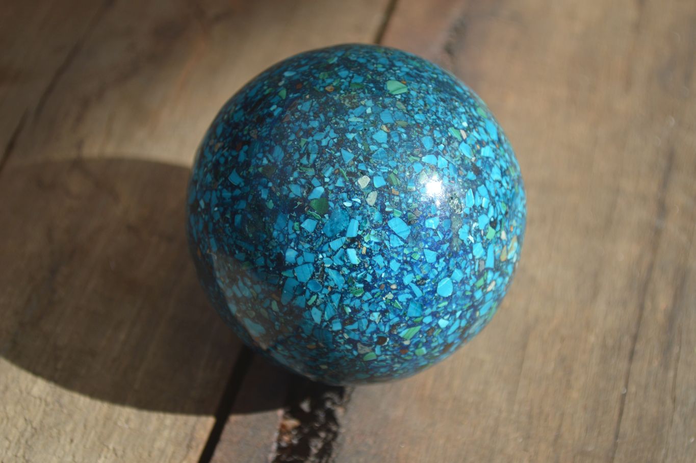 Polished  Conglomerate Chrysocolla Sphere With Azurite & Malachite  x 1 From Congo - Toprock Gemstones and Minerals 
